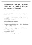 HAWAII SUBSTITUTE TEACHER COURSE FINAL EXAM SCRIPT 2026 COMPLETE QUESTIONS AND ANSWERS 100&percnt; CORRECT