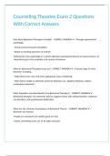Counseling Theories Exam 2 Questions With Correct Answers