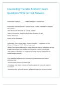 Counseling Theories Midterm Exam Questions With Correct Answers