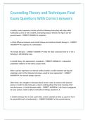 Counseling Theory and Techniques Final Exam Questions With Correct Answers 