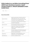 HOSA Medical Law and Ethics &lbrack;everything&rsqb; Exam &lpar;2025&rpar; Exam Questions & Answers &vert; Latest Already Graded A&plus; UPDATE 2025&vert;2026&excl;&excl; STUDY GUIDE EXAM
