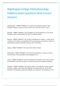 Nightingale College Pathophysiology Midterm Exam Questions With Correct Answers