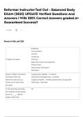 Reformer Instructor Test Out - Balanced Body EXAM &lpar;2025&rpar; UPDATE Verified Questions And Answers &vert; With 100&percnt; Correct Answers graded A&plus; Guaranteed Success&excl;&excl;