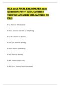 HCA 201A FINAL EXAM PAPER 2026 QUESTIONS WITH 100&percnt; CORRECT VERIFIED ANSWERS GUARANTEED TO PASS
