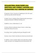 HCA201B FINAL EXAM PAPER 2026 QUESTIONS AND CORRECT ANSWERS 100&percnt; GUARANTEED PASS VERIFIED BY EXPERTS