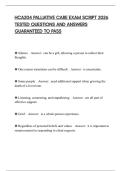 HCA204 PALLIATIVE CARE EXAM SCRIPT 2026 TESTED QUESTIONS AND ANSWERS GUARANTEED TO PASS