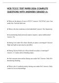 HCB TCCC TEST PAPER 2026 COMPLETE QUESTIONS WITH ANSWERS GRADED A&plus;