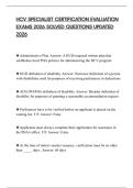 HCV SPECIALIST CERTIFICATION EVALUATION EXAMS 2026 SOLVED QUESTIONS UPDATED 2026