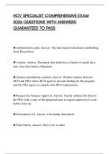 HCV SPECIALIST COMPREHENSIVE EXAM 2026 QUESTIONS WITH ANSWERS GUARANTEED TO PASS