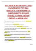 NHA MEDICAL BILLING AND CODING FINAL PRACTICE TEST 2026 CURRENTLY TESTING COMPLETE QUESTIONS WITH DETAILED VERIFIED ANSWERS ALREADY GRADED A&plus; BRAND NEW&excl;