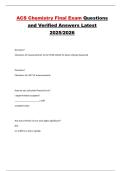 ACS Chemistry Final Exam Questions and Verified Answers Latest 2025&sol;2026