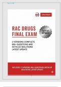 RAC DRUGS FINAL Actual Exam Questions And Correct Answers With Rationale Latest Update 