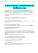 NURS 535 Practice Exam Questions with Verified Answers