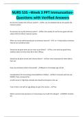 NURS 535 &ndash;Week 3 PPT ImmunzationQuestions with Verified Answers