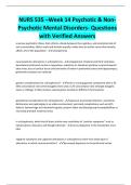 NURS 535 &ndash;Week 14 Psychotic & NonPsychotic Mental Disorders- Questions with Verified Answers