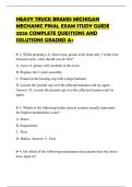 HEAVY TRUCK BRAKES MICHIGAN MECHANIC FINAL EXAM STUDY GUIDE 2026 COMPLETE QUESTIONS AND SOLUTIONS GRADED A&plus;