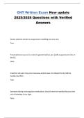 CNT Written Exam New update 2025&sol;2026 Questions with Verified Answers