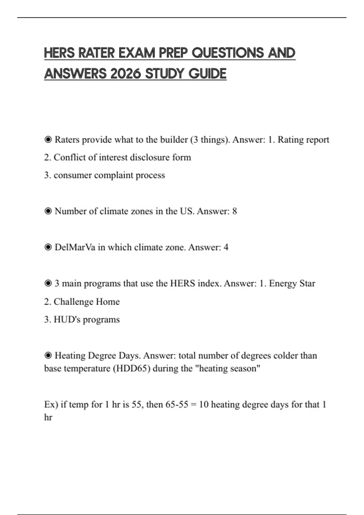 Ca Hers Rater Checklist.pdf HERS RATER EXAM PREP QUESTIONS AND ANSWERS 2026 STUDY GUIDE - HERS ...