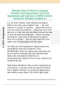 Florida Class E Drivers License  Written Test Questions&colon;&rpar; &lbrack;50 Q's&rsqb;  Questions and Answers &lpar;100&percnt; Correct  Answers&rpar; Already Graded A&plus;