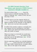GA DMV Permit Practice Test  Questions and Answers &lpar;100&percnt; Correct  Answers&rpar; Already Graded A&plus;