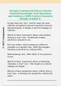 Georgia Commercial Driver License  General Knowledge Test Questions  and Answers &lpar;100&percnt; Correct Answers&rpar;  Already Graded A&plus;