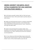 HERZING UNIVERSITY HESI MENTAL HEALTH ACTUAL EXAMINATION TEST 2026 QUESTIONS WITH SOLUTIONS GRADED A&plus;