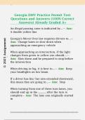 Georgia DMV Practice Permit Test  Questions and Answers &lpar;100&percnt; Correct  Answers&rpar; Already Graded A&plus; 