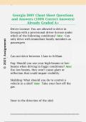 Georgia DMV Cheat Sheet Questions  and Answers &lpar;100&percnt; Correct Answers&rpar;  Already Graded A&plus; 