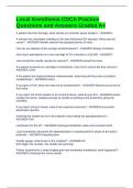 Local Anesthesia CDCA Practice Questions and Answers Graded A&plus;