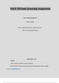 EDCO 745 Data Screening Assignment&vert;Latest Updated Solution&vert;100&percnt; Verified