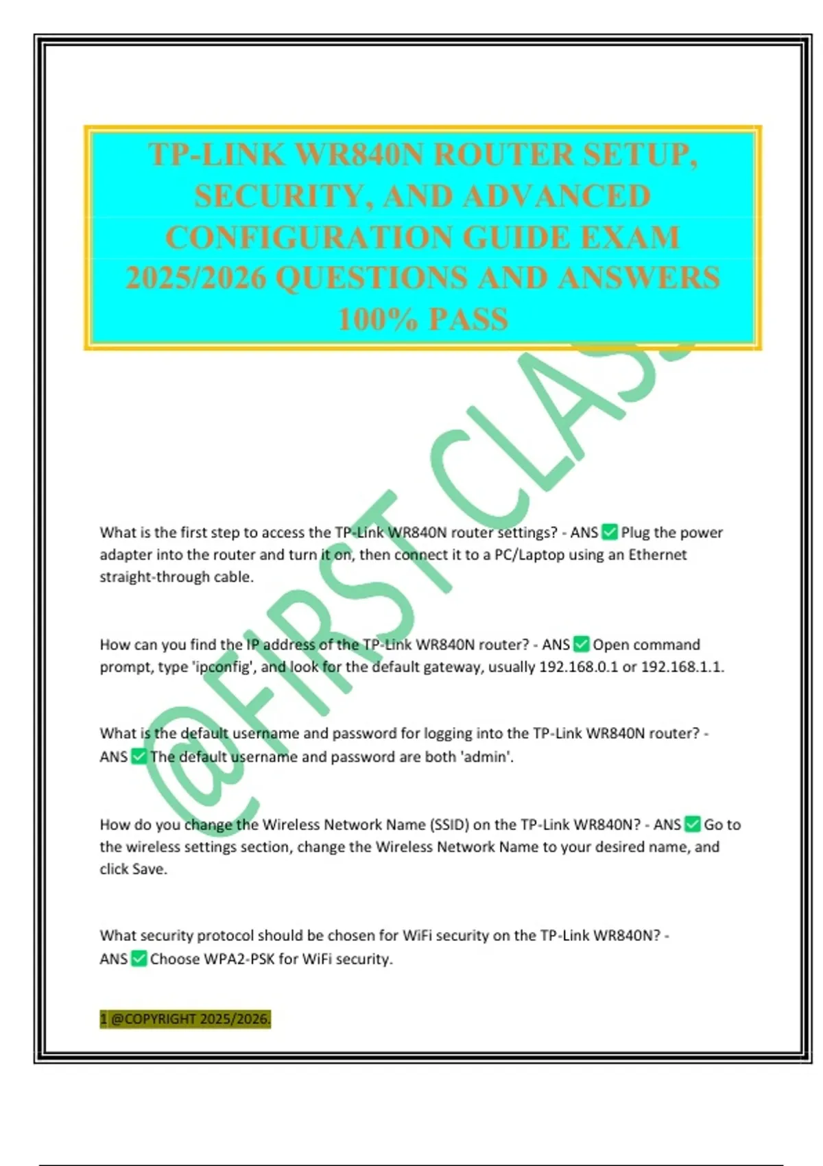 TP-LINK WR840N ROUTER SETUP, SECURITY, AND ADVANCED CONFIGURATION GUIDE ...