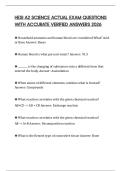 HESI A2 SCIENCE ACTUAL EXAM QUESTIONS WITH ACCURATE VERIFIED ANSWERS 2026