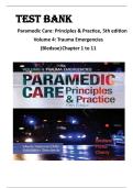Test Bank for Paramedic Care&colon; Principles & Practice&comma; Volume 4 5th Edition by Bryan Bledsoe &vert;ISBN&colon; 9780134449746&vert; Guide A&plus;