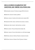 HESI A2 SCIENCE EXAMINATION TEST QUESTIONS AND VERIFIED SOLUTIONS 2026