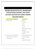 REFORMER INSTRUCTOR TEST OUT - BALANCED BODY EXAM QUESTIONS & ANSWERS &vert; 100&percnt; VERIFIED SOLUTIONS &vert;QUESTIONS WITH CORRECT ANSWERS 2025 LATEST UPDATE&excl;&excl;
