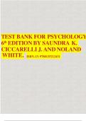 Test Bank for Psychology 6th Edition by Saundra K&period; Ciccarelli & J&period; Noland White &vert; 2025&sol;2026 Updated Study Guide