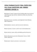 HOSA PHARMACOLOGY FINAL PAPER 2026 FULL EXAM QUESTIONS AND VERIFIED ANSWERS GRADED A&plus;