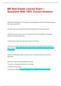 MD Real Estate License Exam&mdash;Questions With 100&percnt; Correct Answers