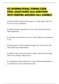 ICC INTERNATIONAL ZONING CODE FINAL EXAM PAPER 2026 QUESTIONS WITH VERIFIED ANSWERS 100&percnt; CORRECT