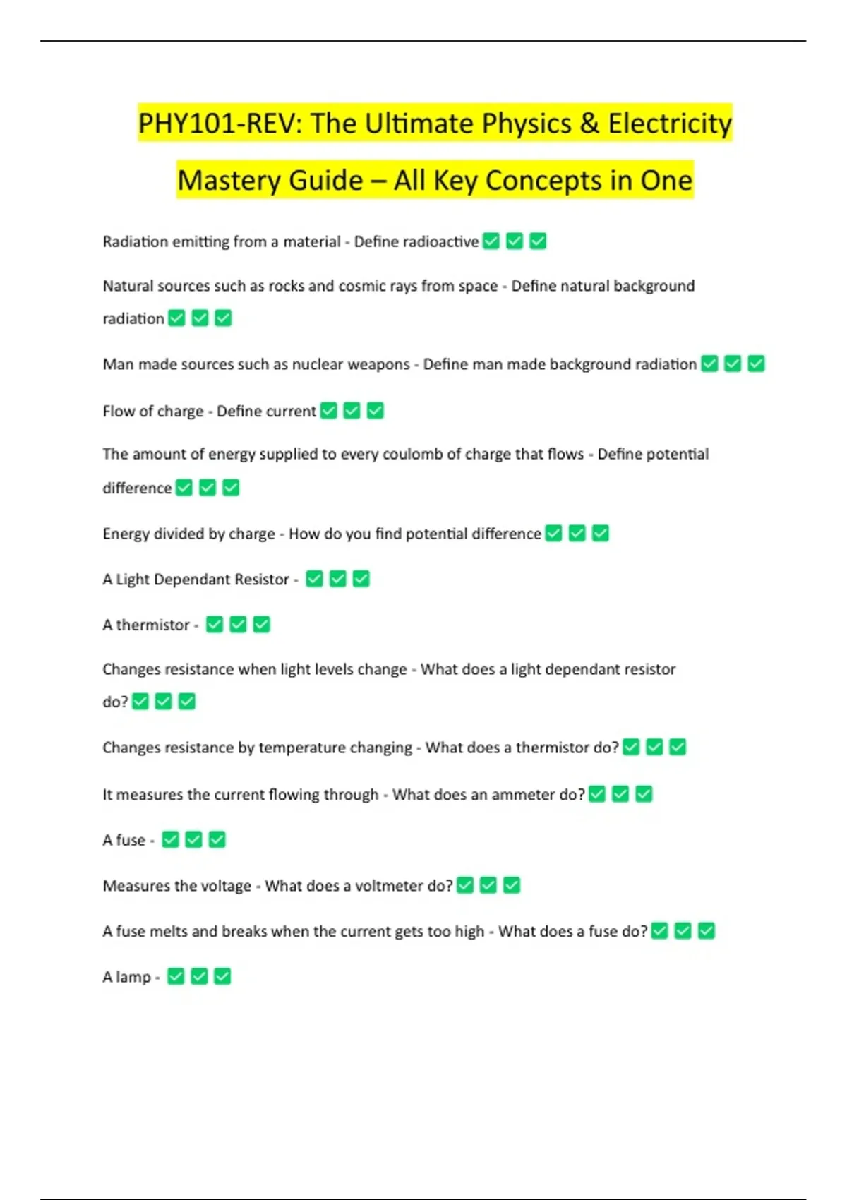 PHY101-REV: The Ultimate Physics & Electricity Mastery Guide – All Key ...