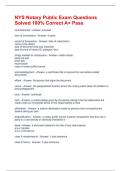 NYS Notary Public Exam Questions Solved 100&percnt; Correct A&plus; Pass