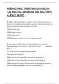 INTERNATIONAL TRADE FINAL EXAM ECON 436 2026 FULL QUESTIONS AND SOLUTIONS ALREADY PASSED