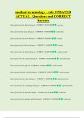 medical terminology &ndash; tafe UPDATED   ACTUAL   Questions and CORRECT  Answers 