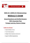 BIOD 331 &vert; NURS 231 Pathophysiology   MODULE 5 EXAM    Actual Questions and Verified Answers  100&percnt; Guarantee Pass   Portage Learning&comma; Geneva College 