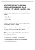 INTUIT BOOKKEEPING PROFESSIONAL CERTIFICATE EXAM QUESTIONS AND ANSWERS WITH VERIFIED SOLUTIONS 2026