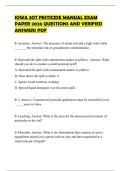 IOWA 3OT PESTICIDE MANUAL EXAM PAPER 2026 QUESTIONS AND VERIFIED ANSWERS PDF