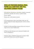 IOWA 3OT PESTICIDE MANUAL FINAL PAPER 2026 QUESTIONS AND FULL SOLUTIONS ALREADY PASSED