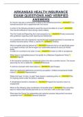 ARKANSAS HEALTH INSURANCE EXAM QUESTIONS AND VERIFIED ANSWERS