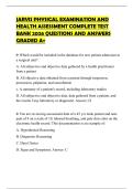 JARVIS PHYSICAL EXAMINATION AND HEALTH ASSESSMENT COMPLETE TEST BANK 2026 QUESTIONS AND ANSWERS GRADED A&plus;