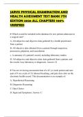 JARVIS PHYSICAL EXAMINATION AND HEALTH ASSESSMENT TEST BANK 7TH EDITION 2026 ALL CHAPTERS 100&percnt; VERIFIED
